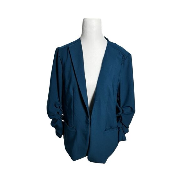Skies Are Blue Blazer Womens M Knit Ruched Career Office - Picture 1 of 4